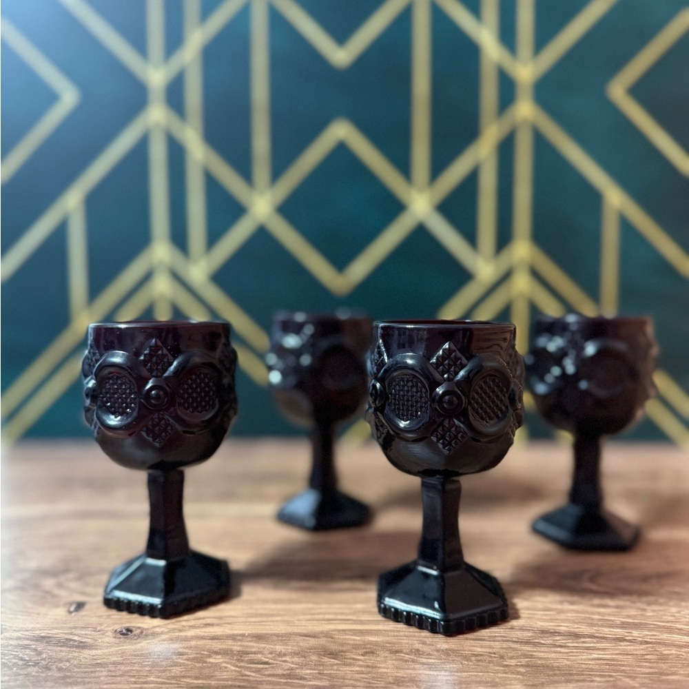Avon Cape Cod Ruby Elegant Wine Goblet Set